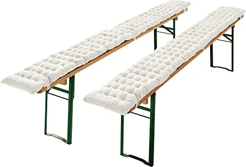 REDBEST Bierbank-Auflage, Sitzauflage Bierzeltgarnitur gepolstert 2er-Pack weiß Größe 25x220 cm - strapazierstark und langlebig, bequemer Sitzkomfort, mit elastischen Bändern