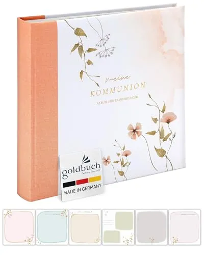 goldbuch Fotoalbum Kommunion Blütenzauber 25 x 25 cm - Elegantes Fotoalbum für die Kommunion mit 44 weißen Seiten und einzigartigen Pergamin-Trennblättern, ideal zum kreativen Gestalten und Festhalten besonderer Erinnerungen.