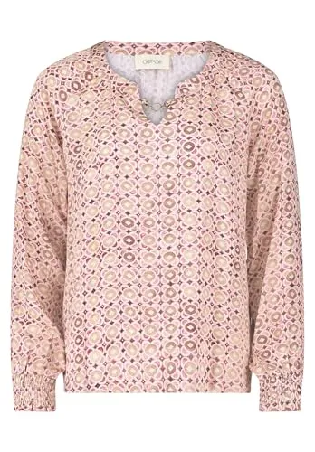Cartoon Langarmbluse Cream/Pink – Stilvoll und Bequem - Schicke Langarmbluse aus 100% Viskose, Größe 42, in trendigem Cream/Pink. Perfekt für jeden Anlass und angenehm zu tragen.