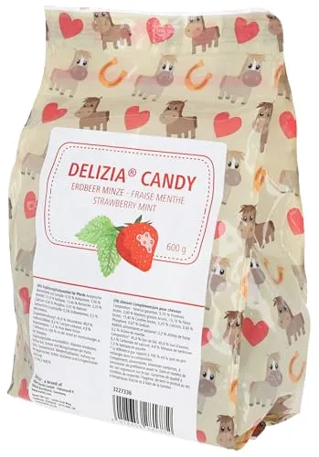 Produktbild Delizia 1 Beutel Candy, Belohnungswürfel, 600g/Beutel, Erdbeere/Minze, für Pferde, mit Früchten und Kräutern, hochwertige und natürliche Zutaten