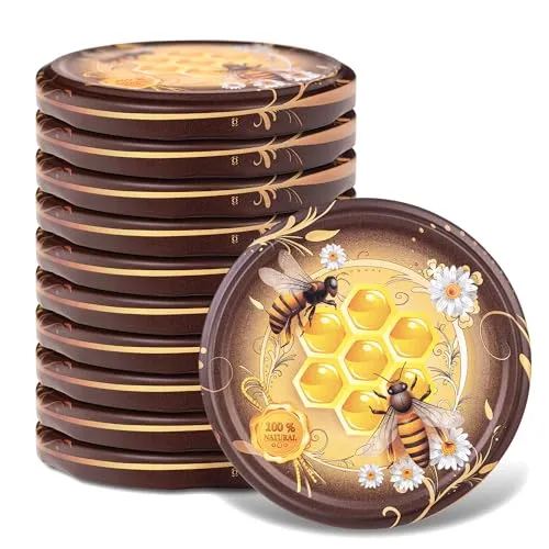 KADAX Schraubdeckel fi82 mm x 10st, Twist-Off-Deckel Set aus Metall, Ersatzdeckel für Einmachgläser, Deckel mit 6 Einrastzähnen für Sturzgläser und Einmachgläser (Honigtauhonig, 10 Stück)