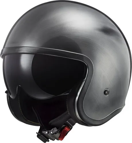 LS2 Motorradhelm OF599 Spitfire II Jeans Jethelm mit Sonnenvisier - Motorradhelm mit integriertem Sonnenvisier, ideal für Stadt und Autobahn. Leichte KPA-Schale für Sicherheit und Komfort, ausgestattet mit atmungsaktivem Innenfutter und Mikrometrischem Ratschenverschluss.