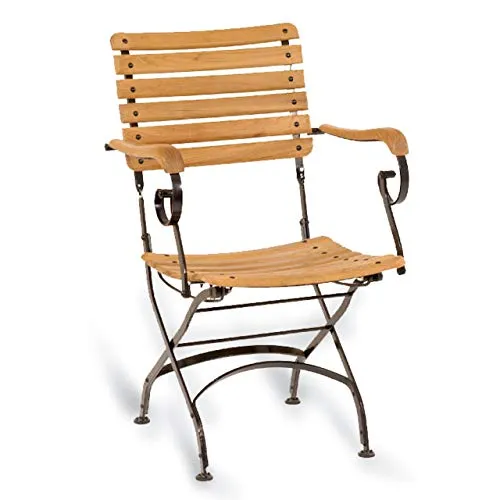 Sonnenpartner Klappsessel Oxford - Teakholz und Eisen schwarz - Gartenstuhl klappbar aus hochwertigem Teakholz und robustem Eisen, ideal für entspannte Stunden im Freien und platzsparend bei Nichtgebrauch.