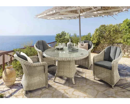 Destiny Garten-Essgruppe MALAGA LUNA, 13-tlg., Aluminium & Polyrattan
