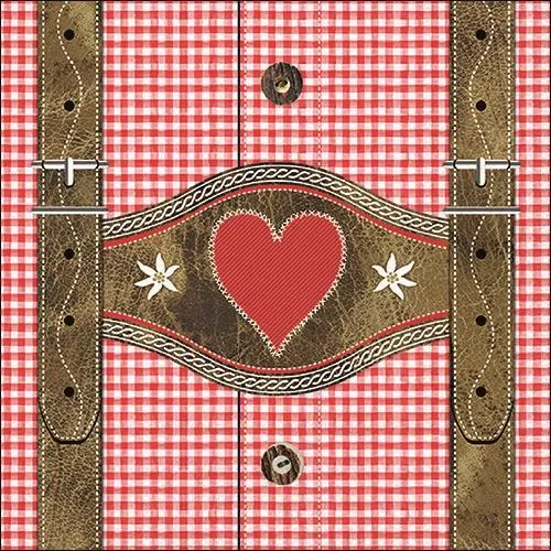 Servietten Lederhosen red Lederhosen Hemd Kariert Oktoberfest Tracht 33x33cm 20