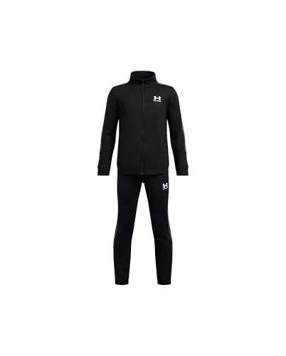 Under Armour Jungen Icon Knit Tracksuit - Bequemer Jogginganzug - Superweicher Trainingsanzug aus schweißableitenden Materialien, ideal für aktive Jungs. Perfekt für Sport und Freizeit. Farbe: Black/Castlerock/White, Größe: YMD.
