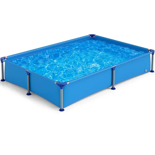 COSTWAY Pool für Kinder, Aufstellpool rechteckig, Swimmingpool, Swimming Pool für Garten, 228 x 159 x 42 cm
