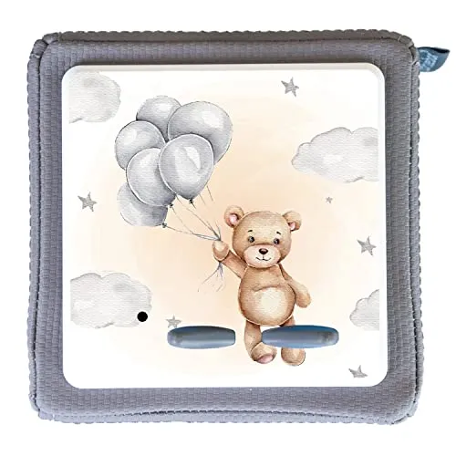 MeinBaby123® Schutzfolie kompatibel mit Toniebox | Schutzcover selbstklebend | Premium Qualität | Aufkleber passgenau I Folie Sticker I Toniebox Zubehör (Teddy mit Luftballon)