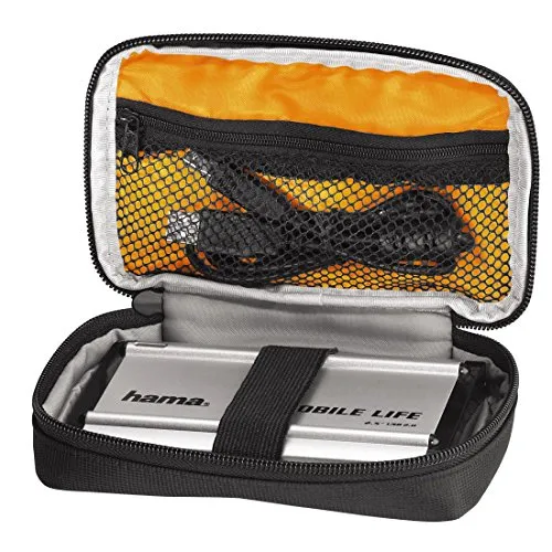 Hama Externe Festplattentasche Black Bird 2,5 Zoll, Case für 2,5 Zoll Festplatten und SSD, integriertes Kabelfach (Innenmaße: 9 x 15 x 3 cm), schwarz