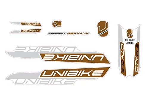 Fahrrad Aufkleber Satz UNIBIKE Dekor Rahmen Frame Sticker Set 10 teilig Kupfer Silber