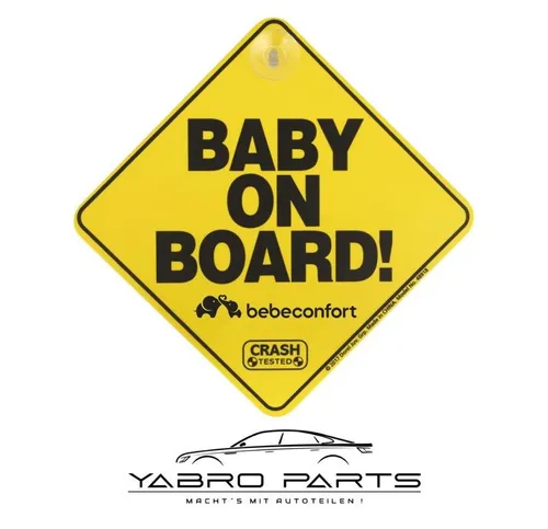 Baby on Board Schild mit Saugnapf gelbes Sicherheitsschild Kunststoff Baby Auto