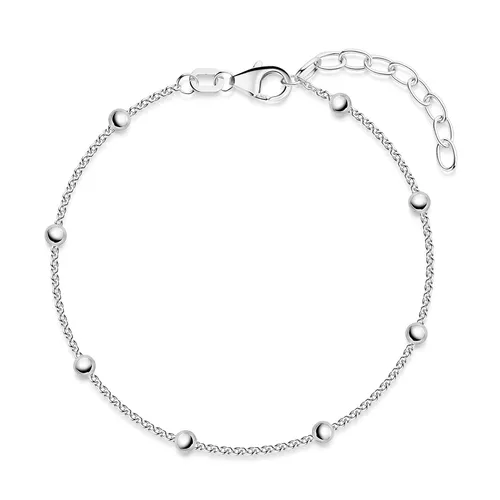 MATERIA Armband mit Kugeln aus 925 Sterling Silber - Armband aus 925 Sterling Silber, längenverstellbar von 16 bis 19 cm, anlaufgeschützt und inklusive hochwertiger Schmuckschachtel – ideal für stilvolle Akzente.
