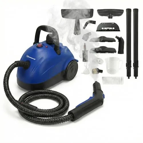 Sommertal XXL SC1000 Dampfreiniger Handgerät – 1000 ml Tank, 1500 W, 16-teiliges Zubehörset - Leistungsstarker Dampfreiniger mit 1000 ml Tank für langanhaltende Reinigung. Dank 1500 W Heizleistung und 4 bar Dampfdruck eignet er sich perfekt für vielfältige Reinigungsaufgaben – ganz ohne Chemie!