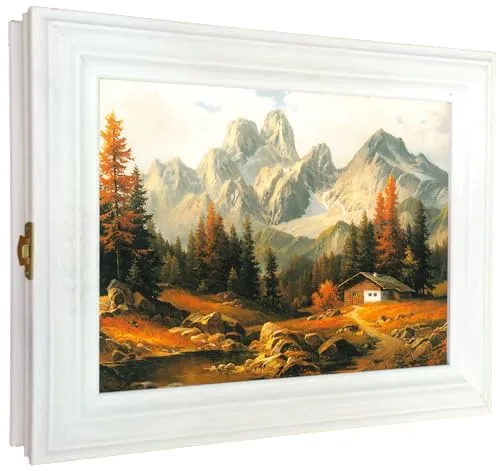 Cer-Plast Schlüsselkasten aus Holz Hängeschrank mit Schlüsselbrett Wandorganizer für Schlüsselaufbewahrungm Schlüsselschrank Vintage-Optik Holzschlüsselbox