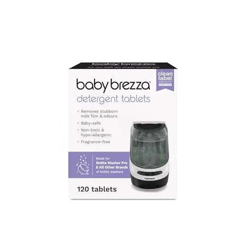 Baby Brezza Bottle Washer Pro Reinigungstabletten, 120 Stück - Reinigungstabletten für Kaffeemaschinen, entfernen hartnäckige Milchreste und Gerüche sicher und effektiv, ideal für die Verwendung mit Baby Brezza Bottle Washer Pro.
