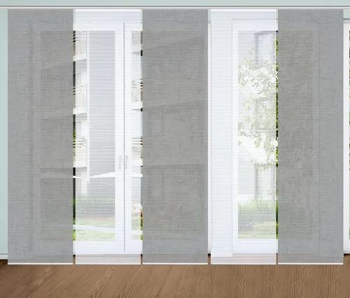 HOME in green Schiebegardine ESTRA, 5er Set in grau - Halbtransparente Gardine mit Bambusoptik, ideal als Sichtschutz und zur Raumteilung, flexibel einsetzbar und in der Höhe kürzbar.