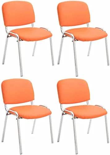 CLP 4er Set Stühle Ken Chrom Kunstleder in orange von CLP