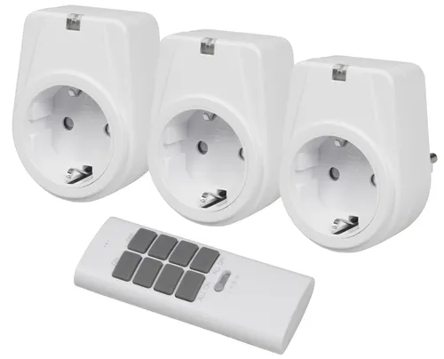 McPower Comfort, Funksteckdosen-Set, 3 Steckdosen + 1 Fernbedienung