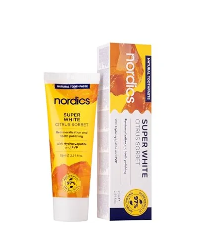 Repair Zahnpasta | Super White | Zitronen Sorbet | aufhellende Zahnpasta | mit PVP-Technologie | künstlichen Zahnschmelz Hydroxylapatit | ohne Fluor | 75 ml | Nordics