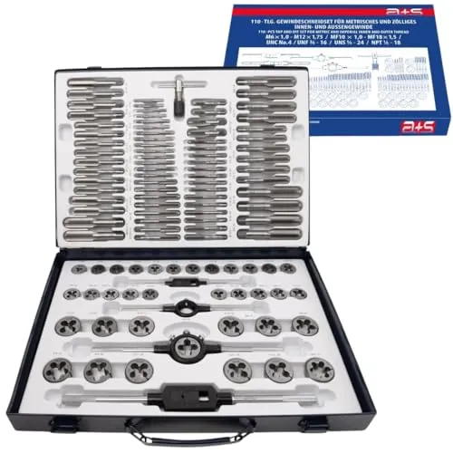 a+s Albrecht und Schulte 110 tlg. Gewindeschneider Set | M6 - M12 | MF10x1 - MF18x1,5 | NPT 1/4 + NPT 1/8 | UNC No.4-UNC 3/4 | UNF No.10 - UNFC3/4 | UNS1/4-24 + UNS1/4-32