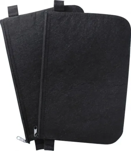 2x Banktasche Geldscheintasche aus Filz schwarz mit Reißverschluß 25 x 16 cm