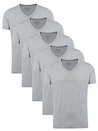 Yazubi Mythic V-Ausschnitt Herren-T-Shirt 5er Pack - Hochwertige T-Shirts aus 95% Baumwolle im 5er Pack, ideal für jeden Anlass. Bequeme Passform und etikettenfreies Design sorgen für höchsten Tragekomfort.