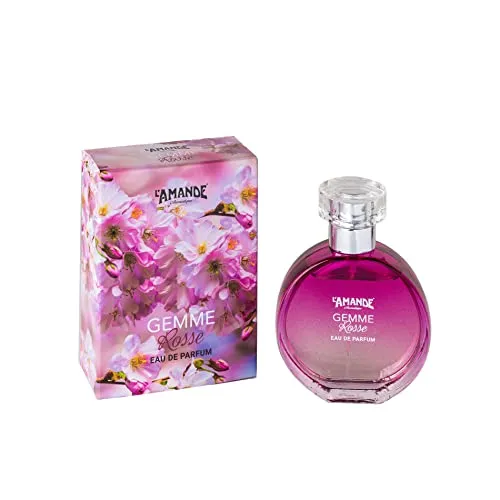 L'AMANDE – Frisches und zitrisches Damenparfüm mit ätherischem Bergamotte- und Patchouliöl, Damenparfüm mit Lavendel- und Geraniendüften, Eau de Parfum mit würzigen Düften – Red Gems 50 ml