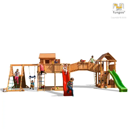 FUNGOO Spielturm MAXI SET SPIDER LAND - Spielplatz für Kinder ab 3 Jahren, inkl. Rutsche, Schaukel und Klettererweiterung – fördert die motorischen Fähigkeiten und bietet stundenlangen Spielspaß!