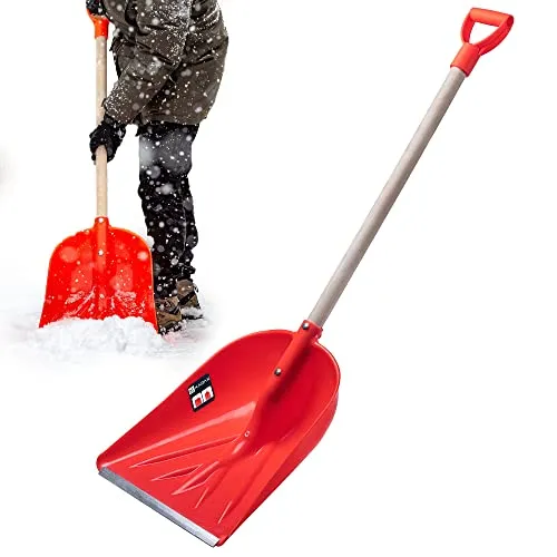 KADAX Schneeschaufel mit ergonomischem Griff und Holzstiel, 38 cm