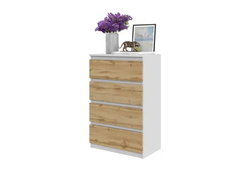 Furnica Kommode GABRIEL 4 Schubladen - Weiß Matt H92cm B60cm T33cm