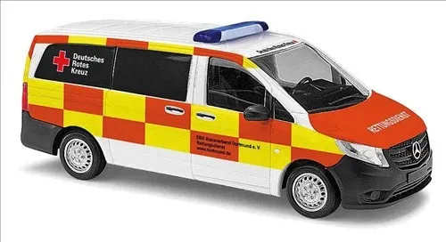 Busch H0 51105 Mercedes-Benz Vito KdoW DRK Dortmund - Detailgetreues Fertigmodell im Maßstab 1:87, ideal für Modellbau-Enthusiasten und Sammler von Einsatzfahrzeugen.