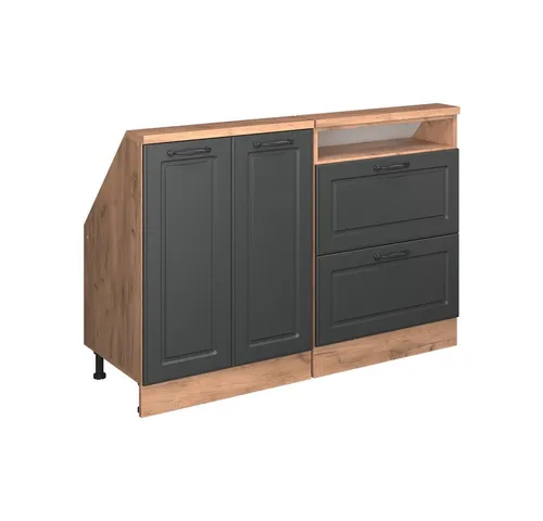 Vicco Unterschrank R-Line, Anthrazit Landhaus / Goldkraft Eiche, 120 cm 2er Set