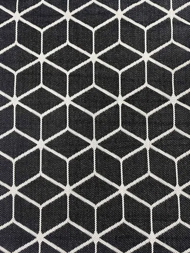 Teppich Rauten Muster In- und Outdoor Tauglich Robuster Flachgewebe 100% Polypropylen Schwarz, Maße:60x100 cm