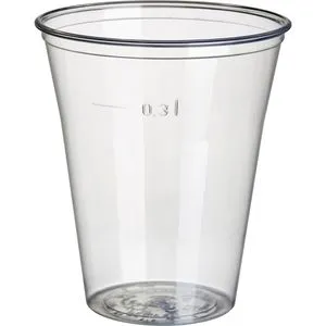 Papstar Trinkbecher 16159 transparent, PS, 0,3 l, Kunststoff, Einweg, mit Schaumrand, 75 Stück