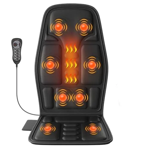 Massagesitzauflage mit Wärme,8 Vibrationsmotoren Massageauflage mit Vibration für Rücken und Nacken,Sitzkissen zur Entspannung,Rückenmassagegerät Hause Büro,Geschenke für Männer/Frauen/Mama
