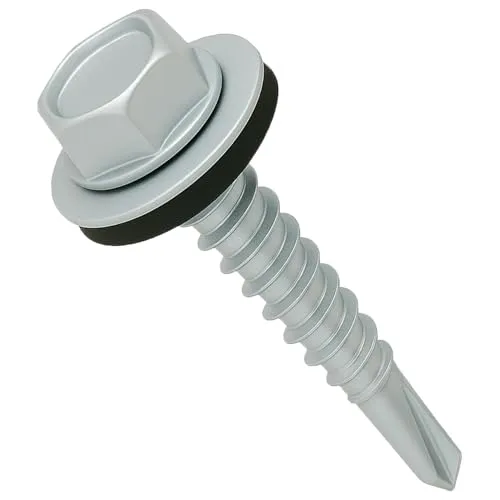 4.8 mm x 70 mm Dachschrauben, Selbstbohrende Sechskantschrauben für Dach Mit Gummidichtscheibe, Rostfrei, Wetterresistent, Verzinkt, Grobgewinde, Verkleidungsschraube für Blechdach (50 Stück)