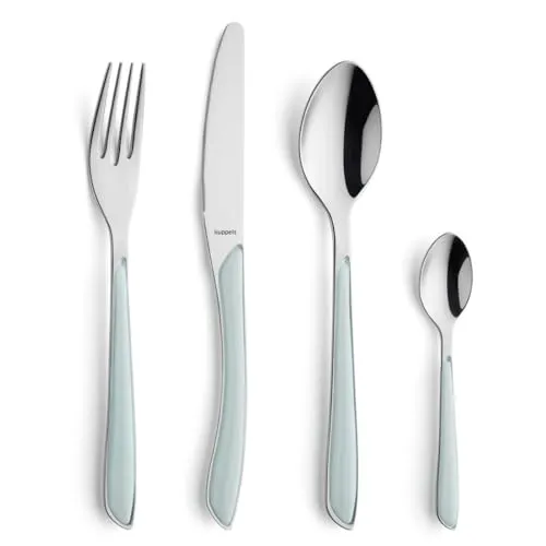 Kuppels 24-tlg. Besteckset PRISMA - Türkis - Besteck-Sets mit harmonischen Farbakzenten, robustem Edelstahl und Kunststoffapplikationen. Ideal für Alltag, Picknick und Grillpartys.
