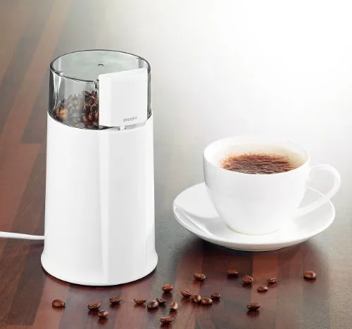 PEARL Mahlmaschine MH-20: Elektrische Kaffeemühle mit Schlagmahlwerk - Kaffee, Tee & Espresso - Mahlt bis zu 50 g Bohnen für 8 Tassen aromatischen Kaffee und eignet sich auch für Nüsse und Kräuter. Sicherheitsschalter und gummierte Füße für extra Stabilität.
