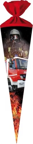 SCHULTÜTE FEUERWEHR EINSATZ 70 cm RUND SCHULE EINSCHULUNG NEU