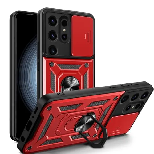 Handyhülle für Samsung Galaxy S24 Ultra | Stoßfest & Kratzfest | Mit Kameraschutz, Anti-Fingerabdruck & robustem Panzerschutz-Design | Rot