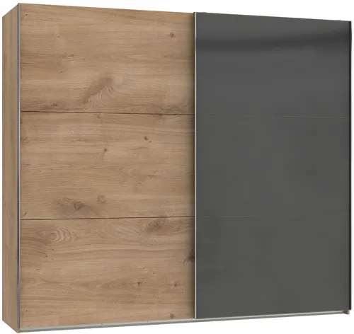 Wimex Schwebetürenschrank Level by fresh to go mit Glastür - Schwebetürenschrank in modernem Design, mit Glastür und Stauraumwunder für Ihr Schlafzimmer, inklusive Sockelhöhenverstellung für perfekten Stand.
