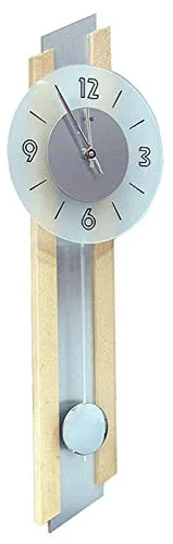 AMS Pendelwanduhr W7207/18 - Quarzuhr im edlen Holzgehäuse - Wohnaccessoires mit eleganter Quarzuhr, gefertigt aus hochwertigem Buchenholz. Ideal für Esszimmer und Wohnzimmer, Made in Germany.