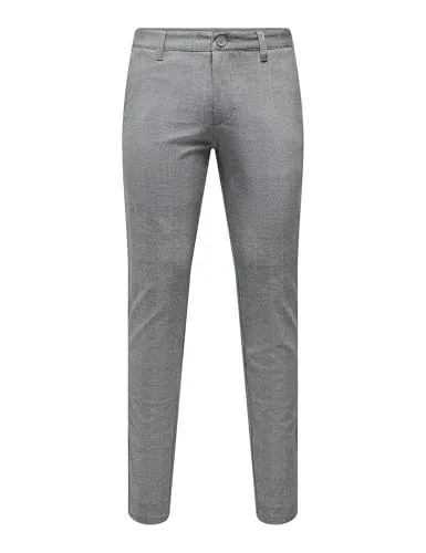 ONLY & SONS Herren Chino Hose ONSMARK Slim Check 9887 - Slim Fit mit Stretch - Modische Herren Chino Hose für Wanderungen und Freizeit, Slim Fit mit 2% Stretchanteil für optimalen Komfort und Bewegungsfreiheit.