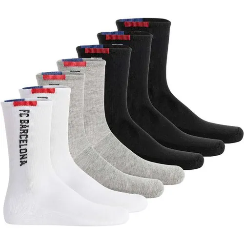 FC BARCELONA FC Barcelona Kinder Socken, 7er Pack - Einfarbige Tennis Socken mit Logo - Praktisches 7er Pack FC Barcelona Kinder Socken. Einfarbige Socken mit eingewebtem Logo und farbigen Kontrastdetails, ideal für den sportlichen Alltag.