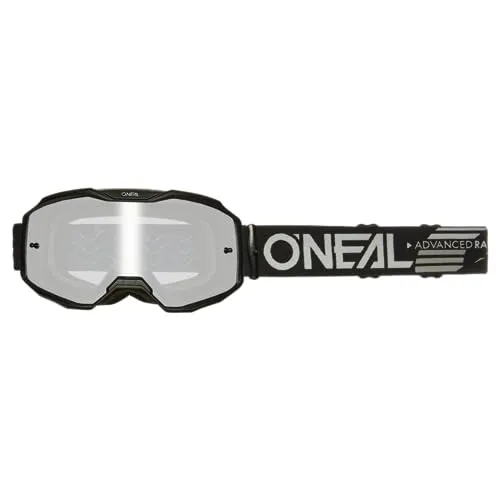 O'NEAL Crossbrille B-10 Solid - Schwarz - Silber verspiegelt - Sportbrillen für Erwachsene, mit verspiegelten Gläsern für optimalen Sichtschutz und stylischem Design – ideal für Motocross und Outdoor-Aktivitäten.