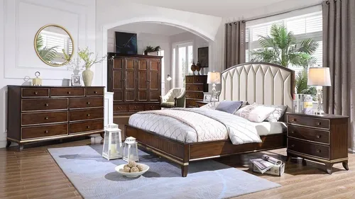 Xlmoebel Schlafzimmer-Set Luxuriöses Schlafzimmer-Set in modernem Design mit edlen Nachttischen, (4-tlg., 4tlg Schlafzimmer set(Bett +2x Nachttisch + Kommode), Hergestellt in Europa