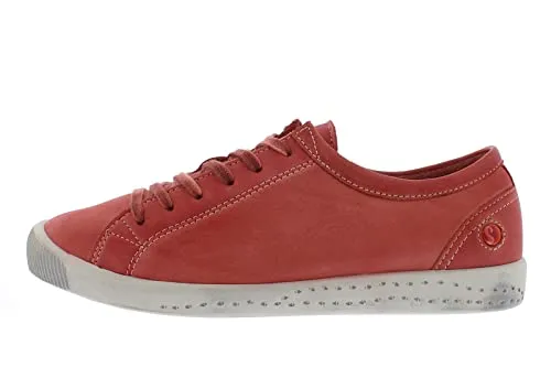Softinos Damen Sneakers - Rote Low-Top Freizeitschuhe - Damen-Sneaker mit herausnehmbarer Innensohle für individuellen Komfort, aus weichem gewaschenem Leder und ideal für den Alltag.