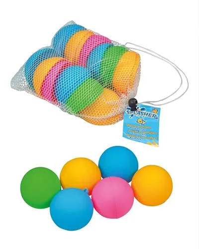 PUSTEFIX Water Splasher - 6 wiederverwendbare Wasserbomben, schnelles Befüllen und umweltfreundlicher Spaß für heiße Sommertage