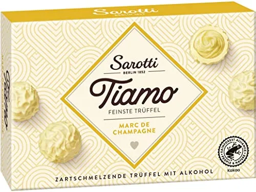 Sarotti Marc de Champagne Trüffel 125g - Feine Pralinen mit edlem Marc de Champagne, ideal für besondere Anlässe oder als Geschenk. Kategorie: Vielfaltspackungen mit Pralinen.
