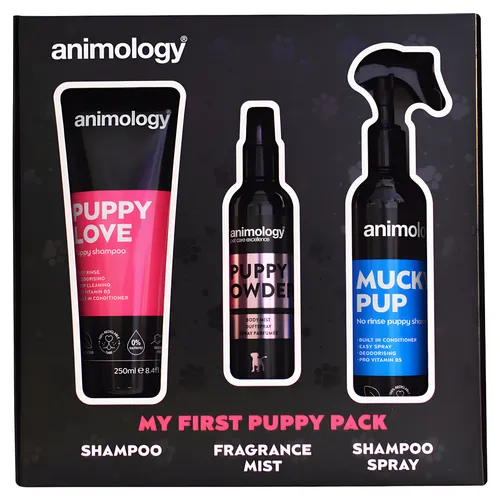 Animology Fellbürste Welpen Hygieneset My First Puppy Pack - Tierbürsten - 3-teiliges Set für die sanfte Pflege von Welpen, vegan und tierversuchsfrei, entfernt Schmutz und Gerüche effektiv, während es das Fell gesund hält.